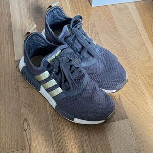 Adidas Charcoal and Metallic Gold Sneakers